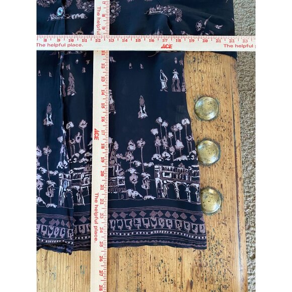 Vintage David Dart Petites Womens Black Lavender Button-Up Blouse M Rayon Collar - Picture 7 of 7